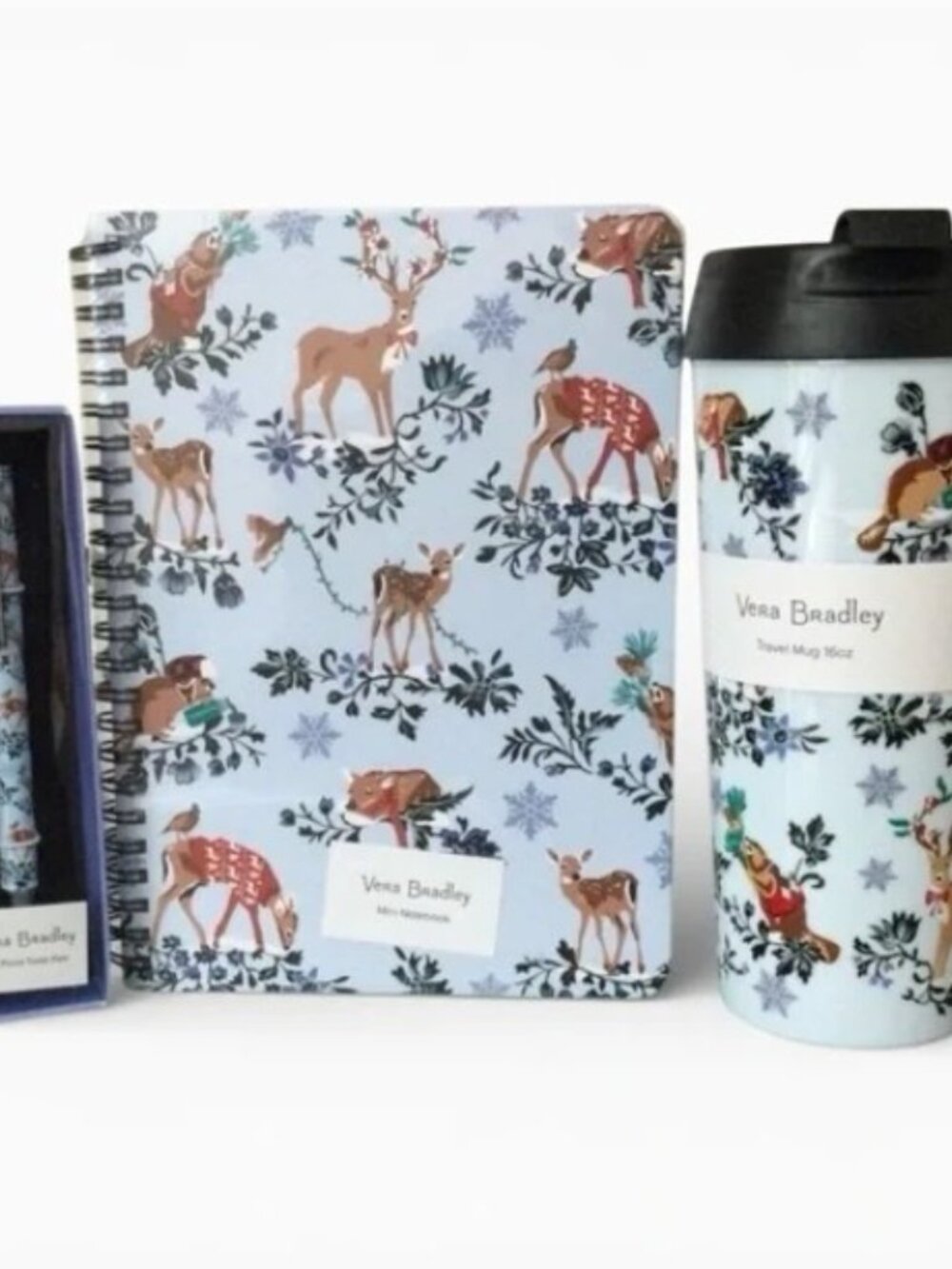 Vera Bradley Merry Mischief Snow Day 3‑Pc Set – Notebook, Pen & Travel Mug – NWT - Picture 3 of 13